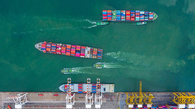 Cargo ship at terminal