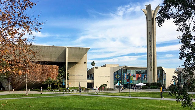 The entrance to Cypress College, located in Orange County, California