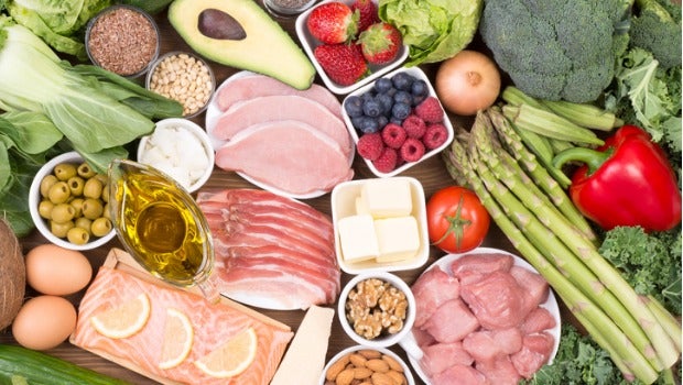 An assortment of food laid out on a table.