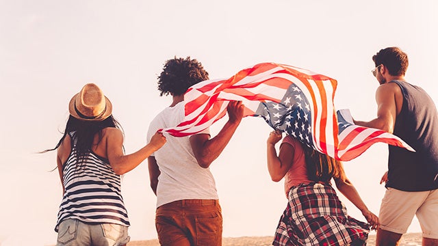 Friends with US flag