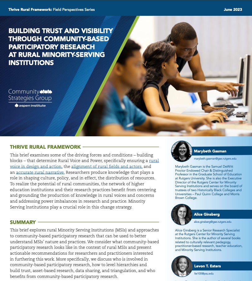 Community-Based Participatory Research at Rural MSIs